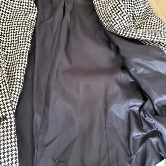 Talbots Houndstooth Blazer Vintage Silk Blend - Navy Cream - size 12- EUC - Picture 6 of 9